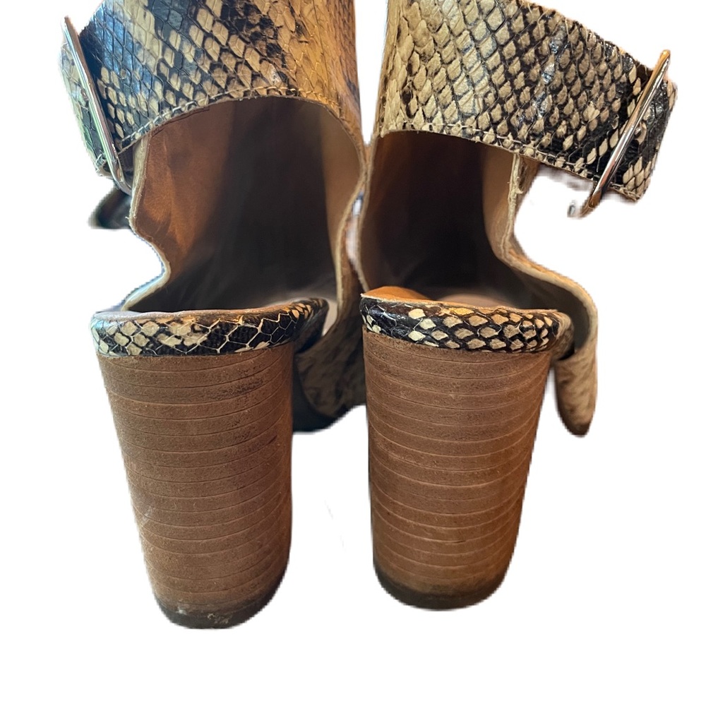 Vionic “Blakey Booties” -Snakeskin Open-Toe Block Heel Shoes - Picture 3 of 7